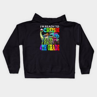 I'm Ready To Crush 4th Grade Monster Truck Dinosaur Back To School Kids Hoodie